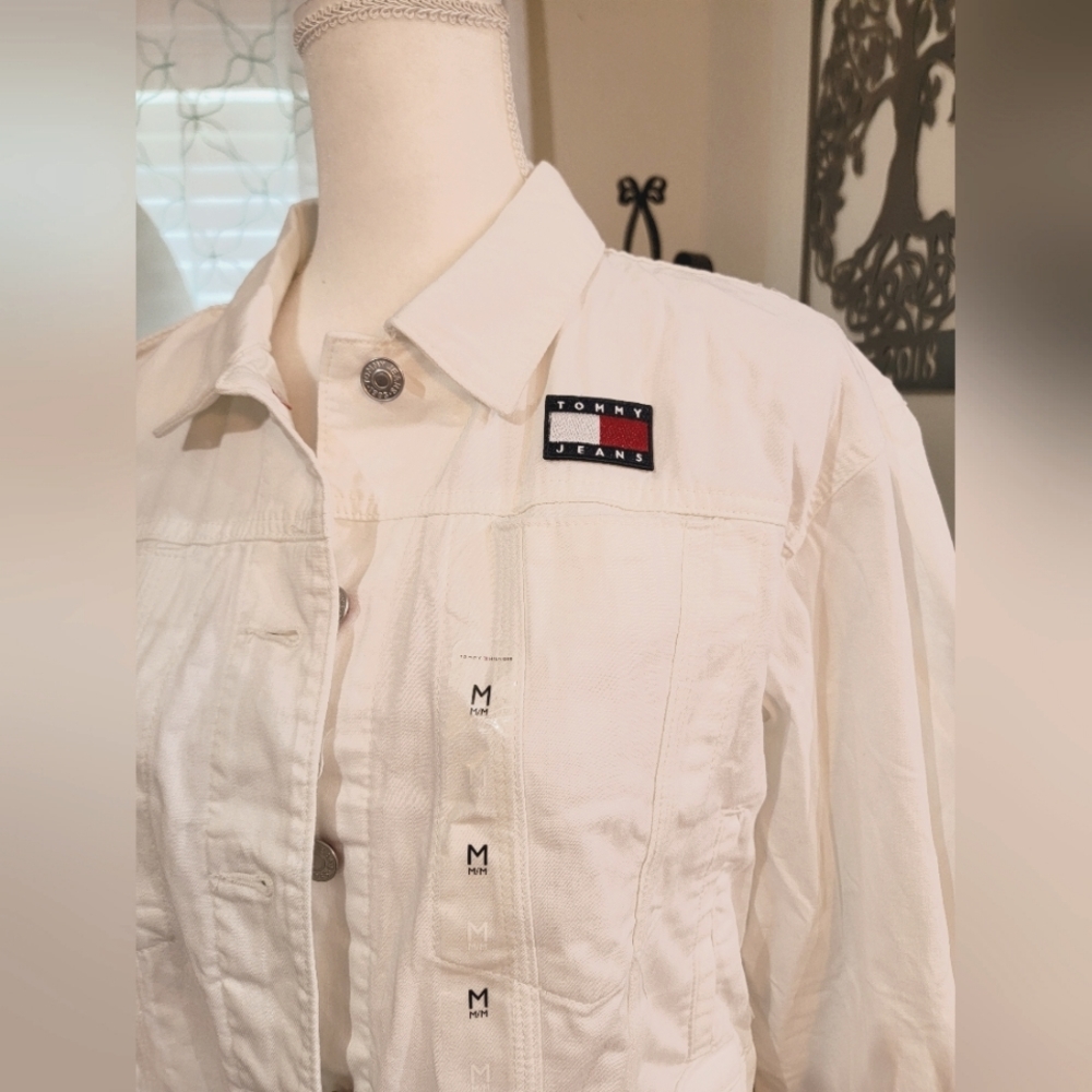 Tommy Hilfiger White Trucker Denim Jean Jacket Women's Size Medium - Picture 6 of 12